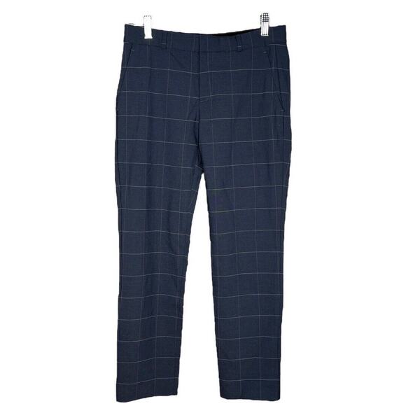 Banana Repulic Pants Women 0 Petite Gray‎ Plaid Dress Pants Tapered Work Career - Picture 1 of 6